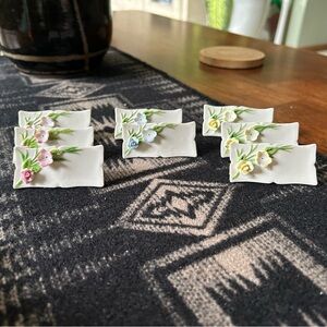 Vintage La Fleur  Porcelain Name Place Settings Flowers No. 204, JAPAN Set Of 8